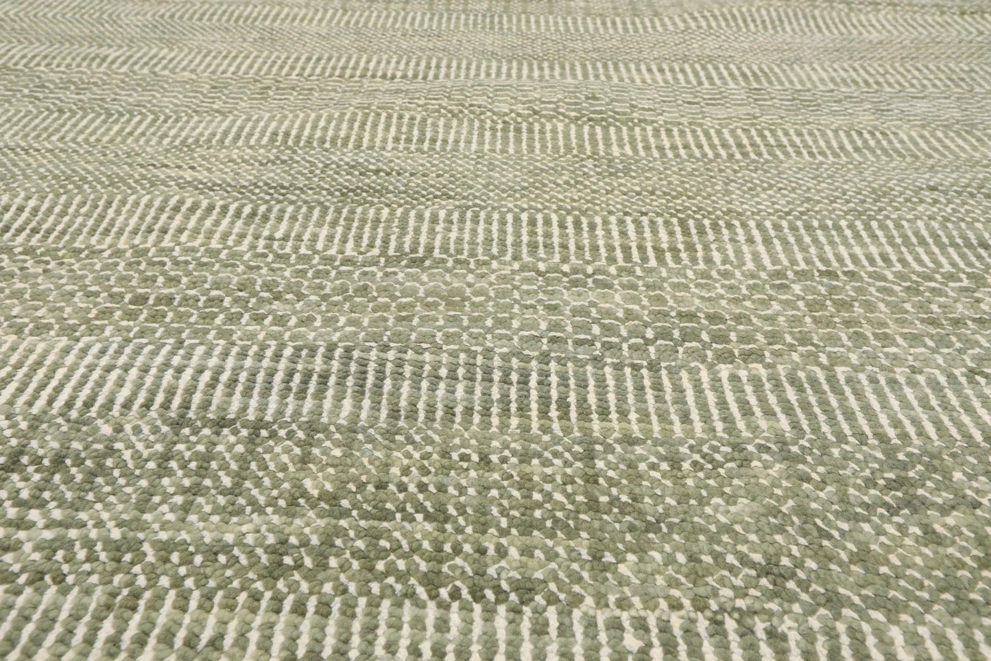 LoomBloom Multi Sizes Sage Hand Knotted Contemporary  Tibetan Geometric Wool & Bamboo Silk  Oriental Area Rug