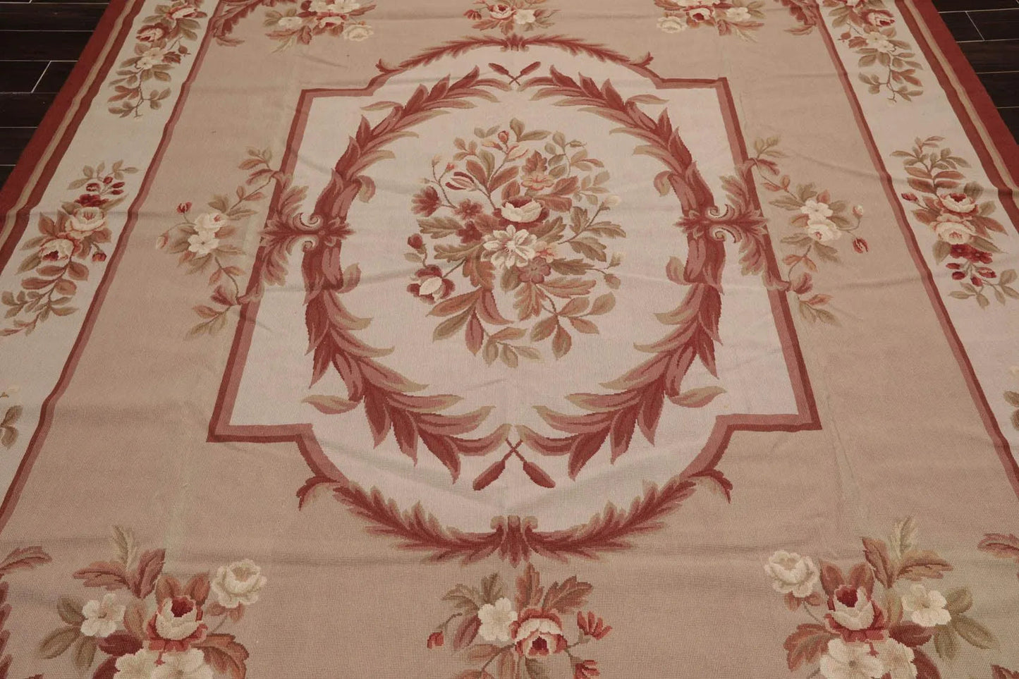 8' x 10' Hand Woven Wool French Aubusson Flatweave Area Rug Taupe
