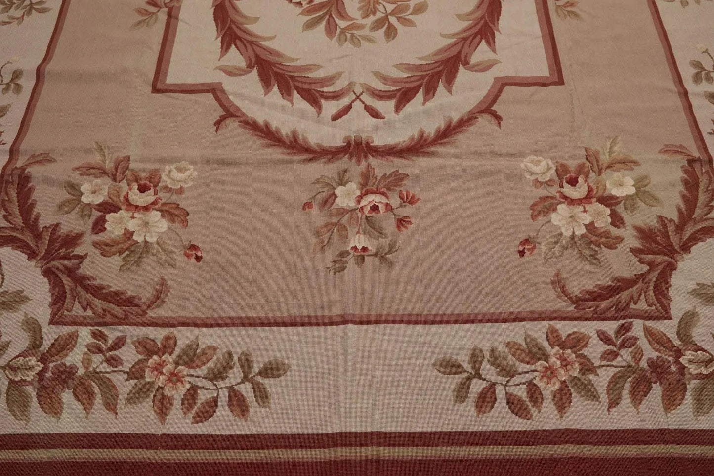 8' x 10' Hand Woven Wool French Aubusson Flatweave Area Rug Taupe