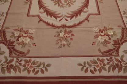 8' x 10' Hand Woven Wool French Aubusson Flatweave Area Rug Taupe