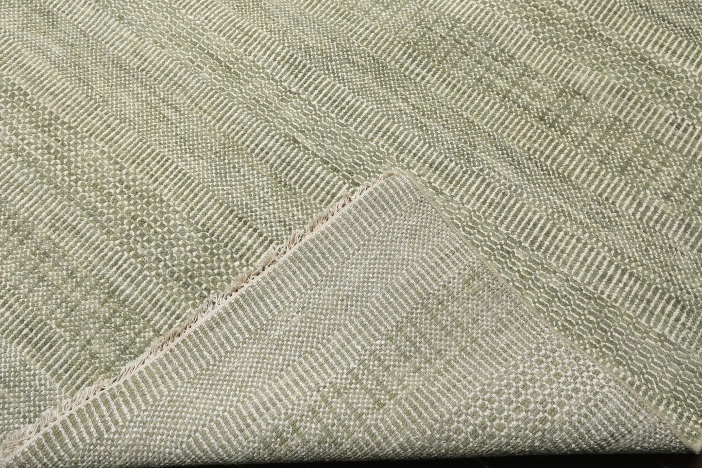 LoomBloom Multi Sizes Sage Hand Knotted Contemporary  Tibetan Geometric Wool & Bamboo Silk  Oriental Area Rug