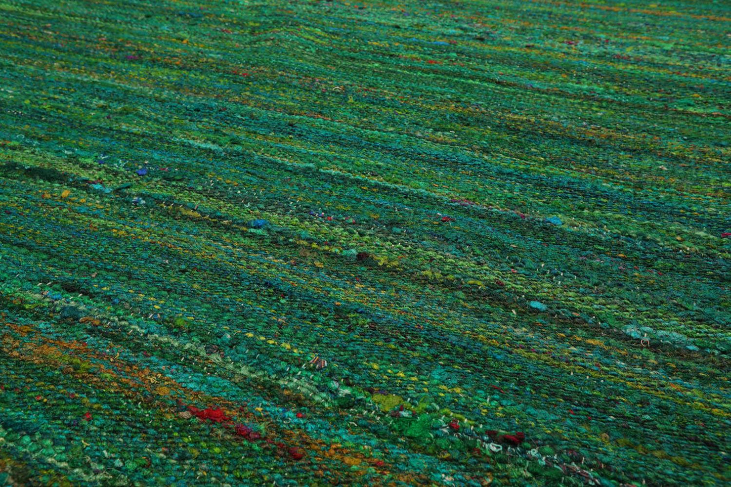 5' x 7'6" Hand Woven 100% Raw Silk Kilim Modern Oriental Area Rug Emerald