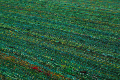 5' x 7'6" Hand Woven 100% Raw Silk Kilim Modern Oriental Area Rug Emerald