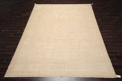 Muted 9'3" x 11'10" Hand Knotted 100% Wool Super fine Peshawar Area Rug Beige