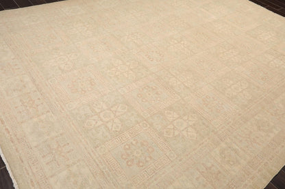 Muted 9'3" x 11'10" Hand Knotted 100% Wool Super fine Peshawar Area Rug Beige