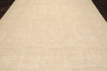 Muted 9'3" x 11'10" Hand Knotted 100% Wool Super fine Peshawar Area Rug Beige