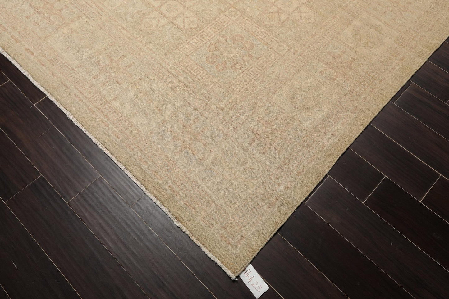 Muted 9'3" x 11'10" Hand Knotted 100% Wool Super fine Peshawar Area Rug Beige