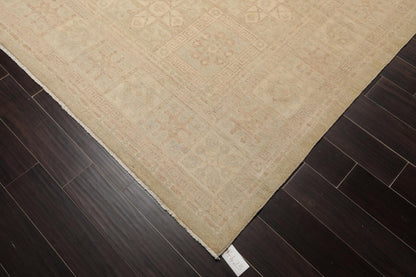 Muted 9'3" x 11'10" Hand Knotted 100% Wool Super fine Peshawar Area Rug Beige