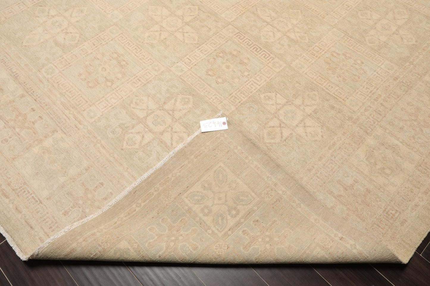 Muted 9'3" x 11'10" Hand Knotted 100% Wool Super fine Peshawar Area Rug Beige