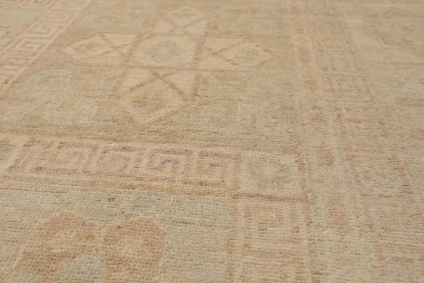 Muted 9'3" x 11'10" Hand Knotted 100% Wool Super fine Peshawar Area Rug Beige