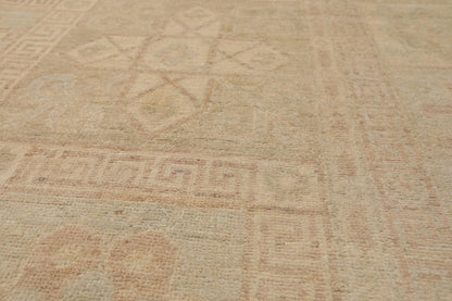 Muted 9'3" x 11'10" Hand Knotted 100% Wool Super fine Peshawar Area Rug Beige