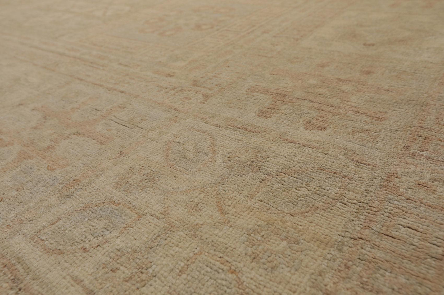 Muted 9'3" x 11'10" Hand Knotted 100% Wool Super fine Peshawar Area Rug Beige