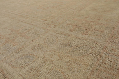 Muted 9'3" x 11'10" Hand Knotted 100% Wool Super fine Peshawar Area Rug Beige