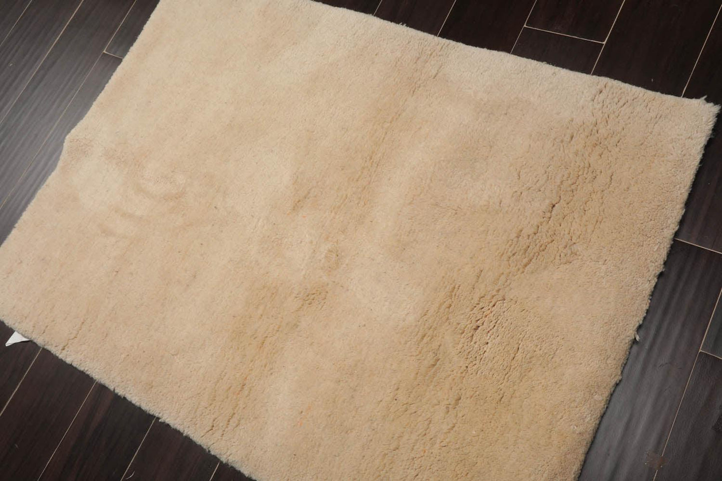 Vintage Gabbah Hand Knotted Modern Wool Area Rug Ivory 2'10" x 3'11"
