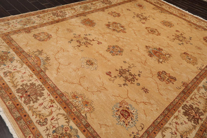 9'4" x 12'7" Hand Knotted 100% Wool Oushak Vegetable Dye Oriental Area Rug Tan
