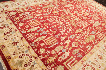 9'1" x 11'11" Hand Knotted 100% Wool Peshawar Traditional Oriental Area Rug Rust