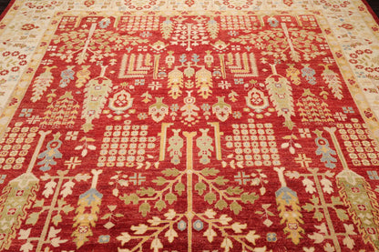 9'1" x 11'11" Hand Knotted 100% Wool Peshawar Traditional Oriental Area Rug Rust