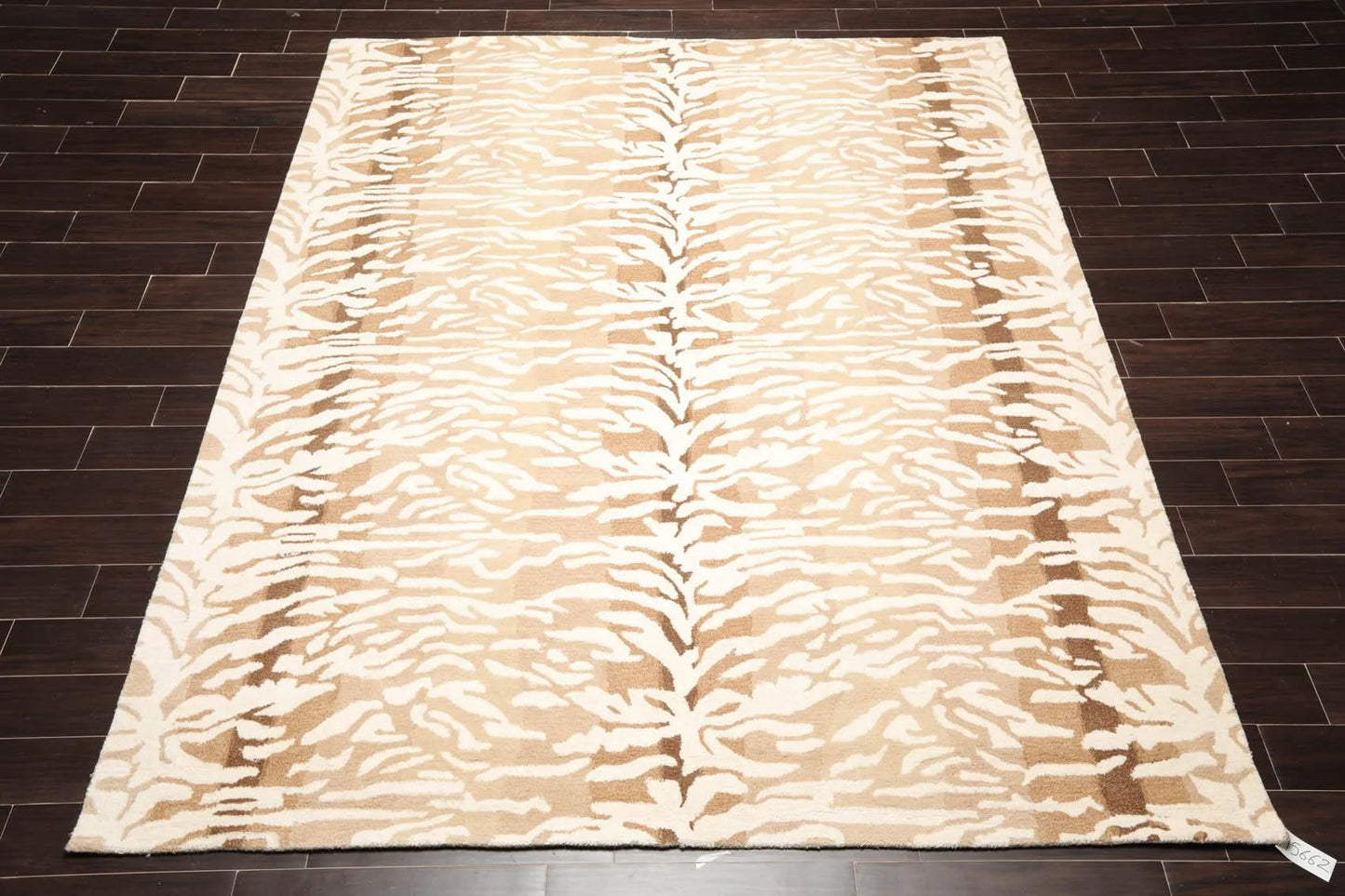 Multi Sizes Handmade 100% Wool Animal Print Tiger Modern Area Rug Ivory Beige