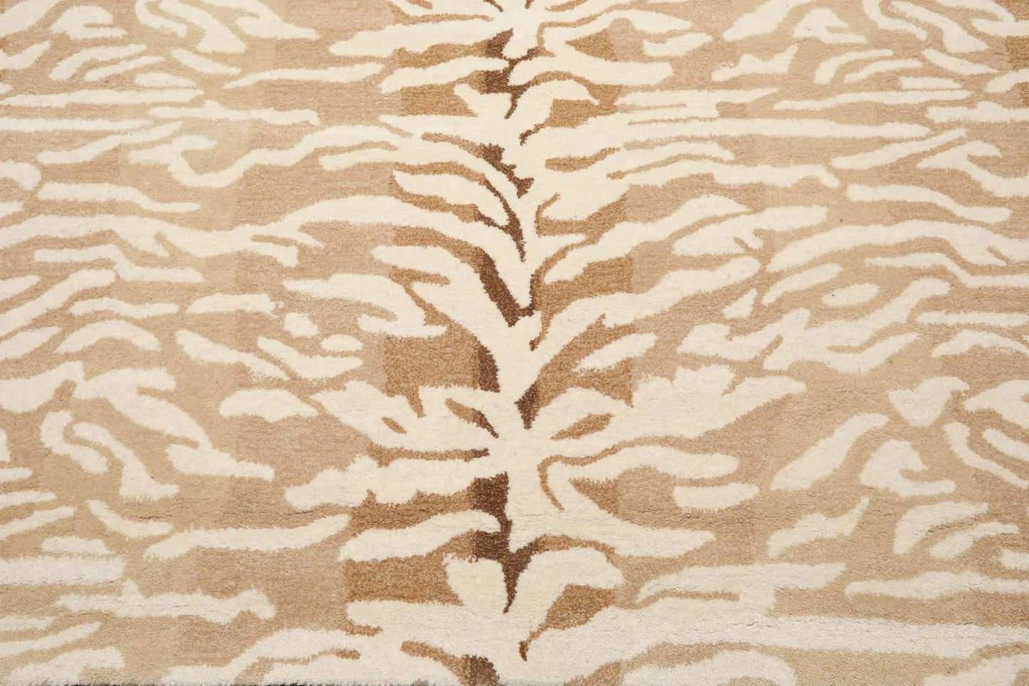 Multi Sizes Handmade 100% Wool Animal Print Tiger Modern Area Rug Ivory Beige