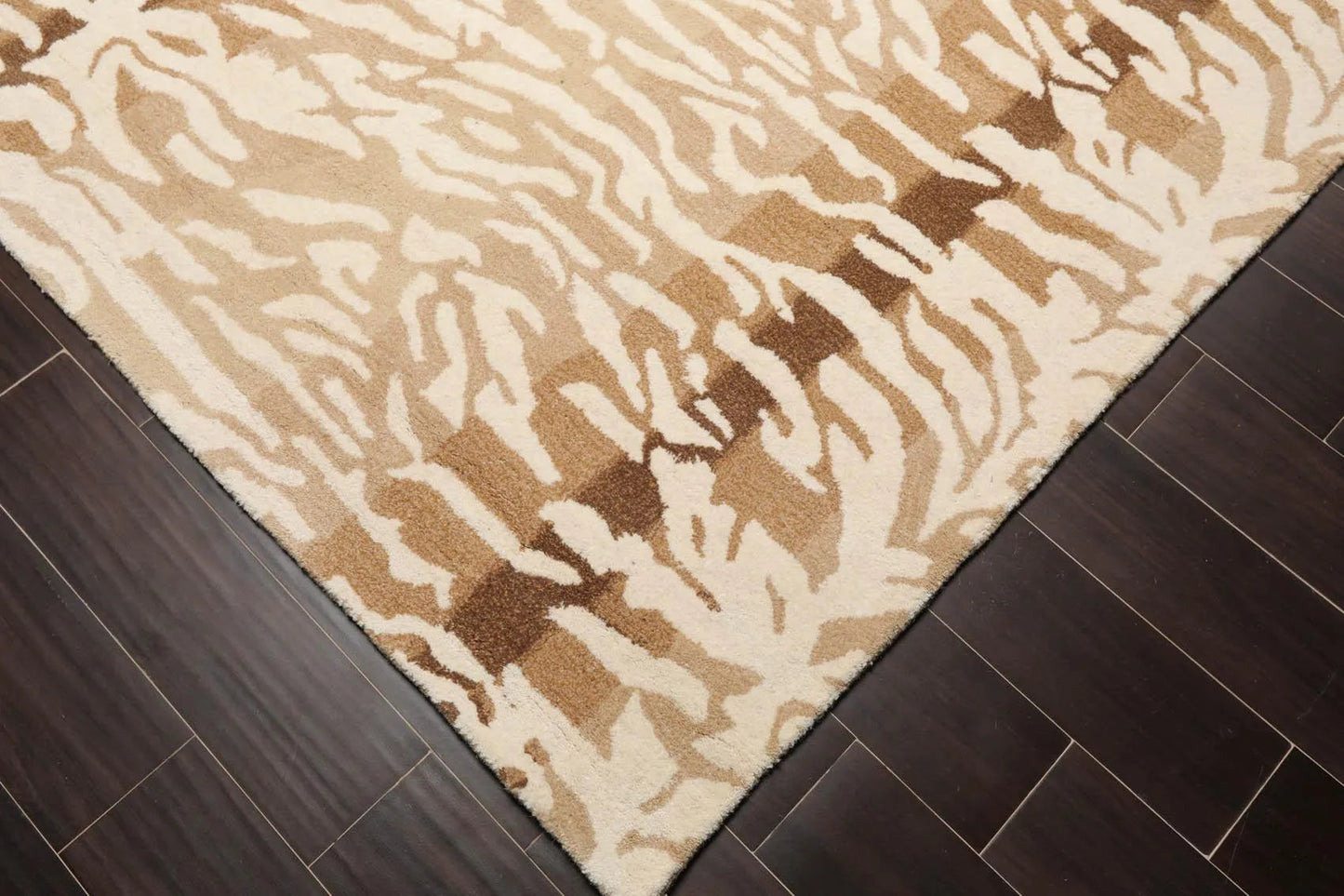 Multi Sizes Handmade 100% Wool Animal Print Tiger Modern Area Rug Ivory Beige