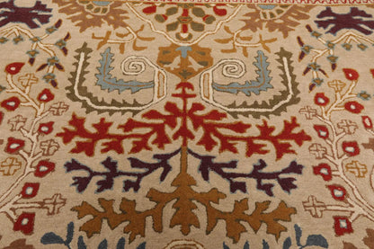 Multi Sizes Beige Handmade 100% Wool Arts & Craft Transitional Oriental Area Rug