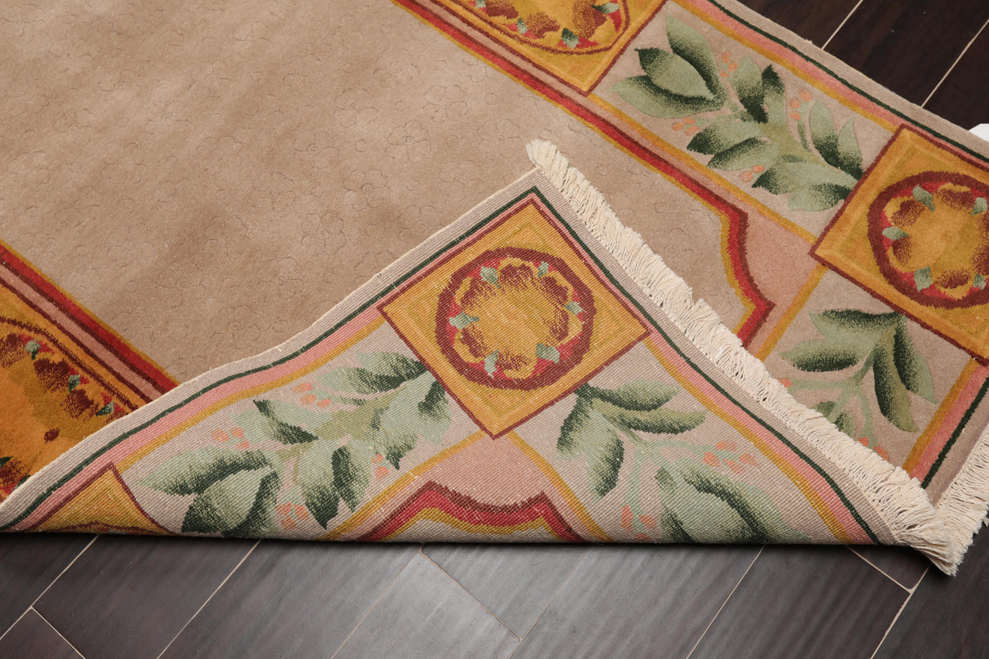 3'9" x 5'9" Hand Knotted 100% Wool Traditional Tibetan Oriental Area Rug Taupe