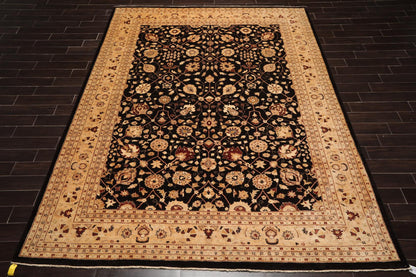 9'3" x 12' Hand Knotted 100% Wool Peshawar Oriental Area Rug Dark Chocolate