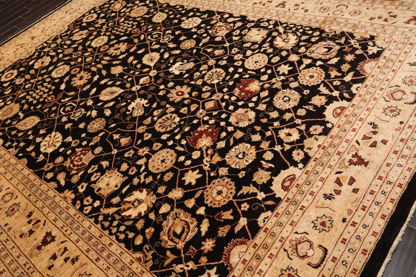 9'3" x 12' Hand Knotted 100% Wool Peshawar Oriental Area Rug Dark Chocolate