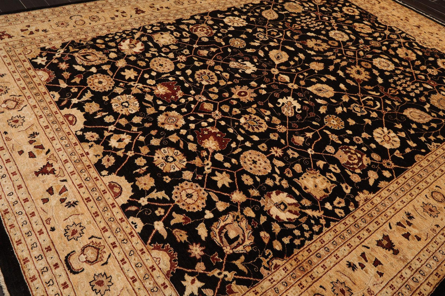 9'3" x 12' Hand Knotted 100% Wool Peshawar Oriental Area Rug Dark Chocolate