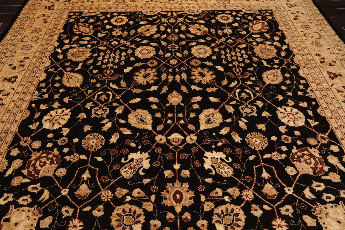 9'3" x 12' Hand Knotted 100% Wool Peshawar Oriental Area Rug Dark Chocolate