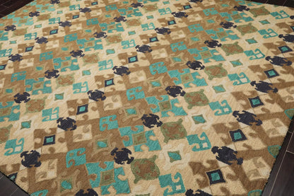 Multi Sizes Handmade 100% Wool Modern Loop & Cut Pile Area Rug Beige