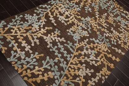 5 x 8 Aqua, Beige Hand Tufted Hand Made Wool and Silk Karastan Traditional Oriental Area Rug