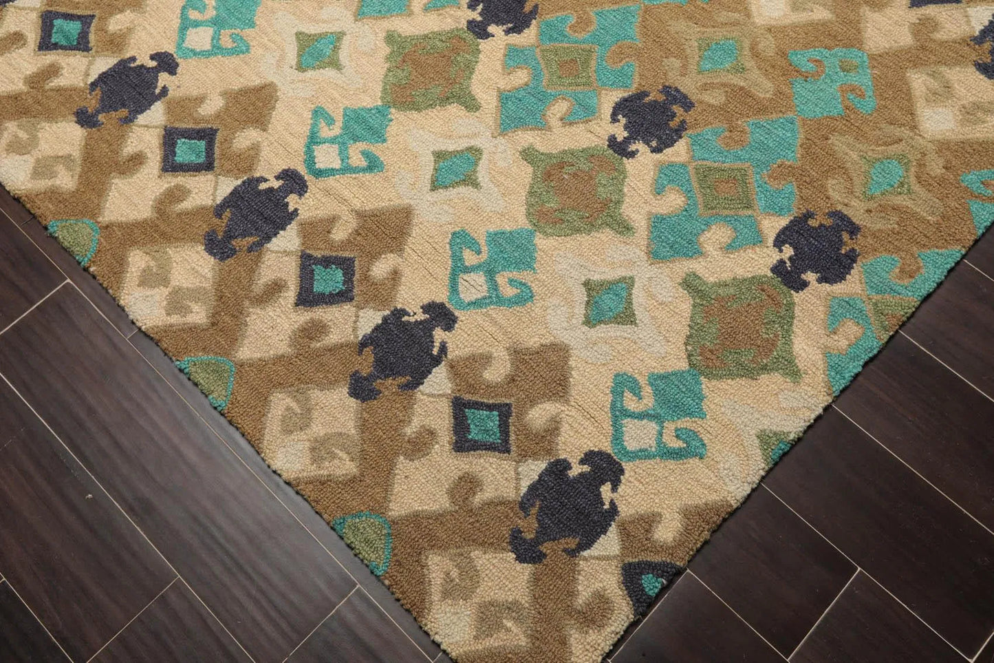 Multi Sizes Handmade 100% Wool Modern Loop & Cut Pile Area Rug Beige