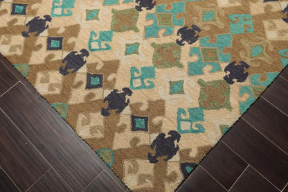 Multi Sizes Handmade 100% Wool Modern Loop & Cut Pile Area Rug Beige