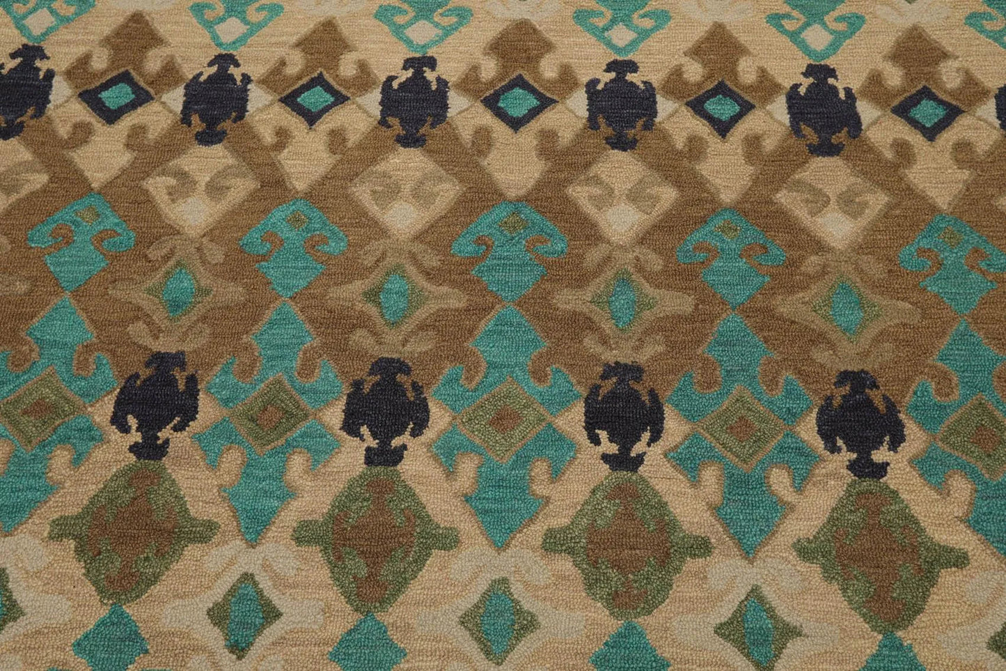 Multi Sizes Handmade 100% Wool Modern Loop & Cut Pile Area Rug Beige