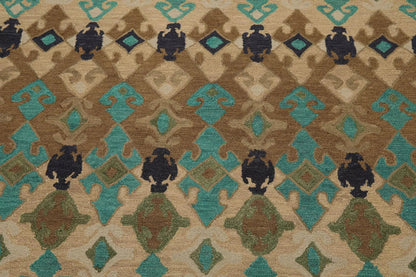 Multi Sizes Handmade 100% Wool Modern Loop & Cut Pile Area Rug Beige