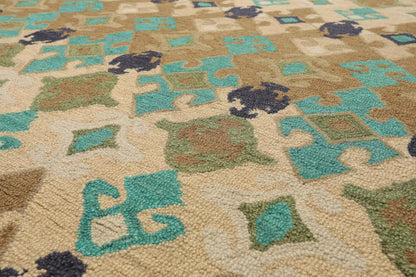 Multi Sizes Handmade 100% Wool Modern Loop & Cut Pile Area Rug Beige