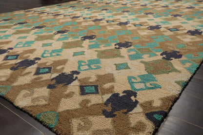 Multi Sizes Handmade 100% Wool Modern Loop & Cut Pile Area Rug Beige