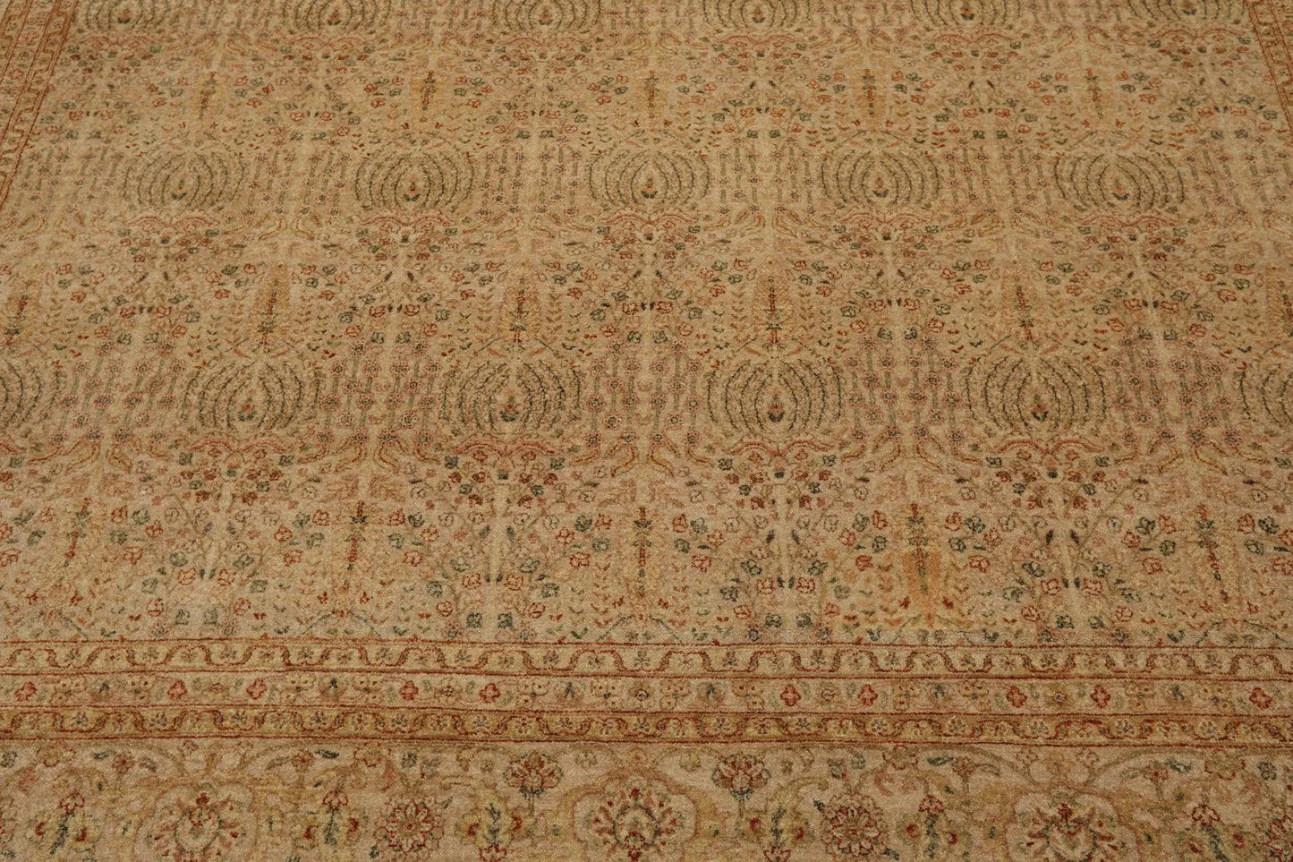 8'7'' x 11'7'' Hand Knotted 100% Wool Tree of life Oriental Area Rug Beige