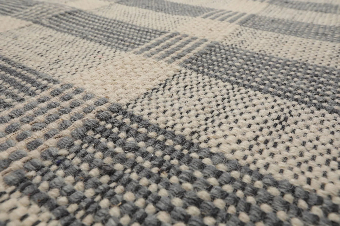 LoomBloom Plaid  Multi Sizes Ivory Hand Woven Flatweave Modern Wool Oriental Area Rug