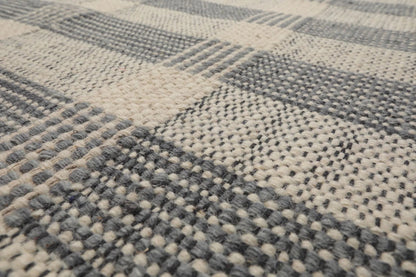 LoomBloom Plaid  Multi Sizes Ivory Hand Woven Flatweave Modern Wool Oriental Area Rug