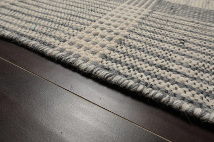 LoomBloom Plaid  Multi Sizes Ivory Hand Woven Flatweave Modern Wool Oriental Area Rug