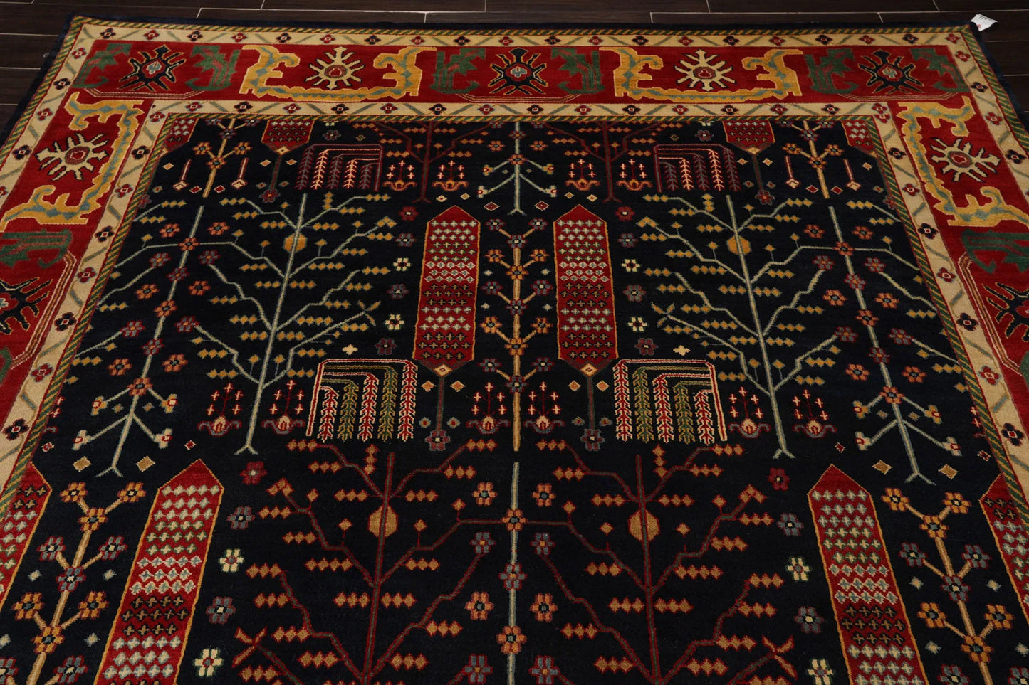 8x10 Navy, Orange Hand Knotted 100% Wool Arts and Craft Traditional Oriental Area Rug
