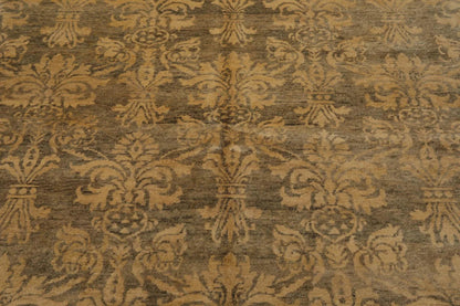 6'1'' x 8'7'' Hand Knotted 100% New Zealand Wool Damask Antique Finish Area Rug