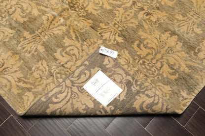 6'1'' x 8'7'' Hand Knotted 100% New Zealand Wool Damask Antique Finish Area Rug