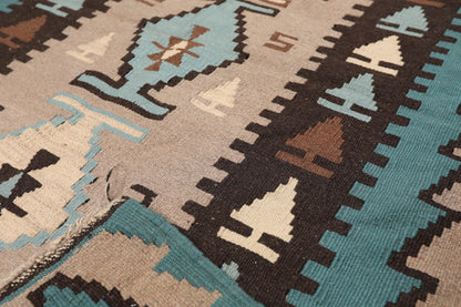 3'7" x 5'3" Wool Foundation Hand Knotted Turkish Kilim Oriental Area Rug Taupe