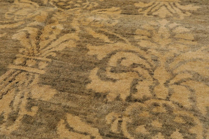 6'1'' x 8'7'' Hand Knotted 100% New Zealand Wool Damask Antique Finish Area Rug