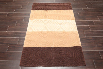 3'6" x 5'6" Handmade 100% Wool Modern Oriental Area rug Beige Brown