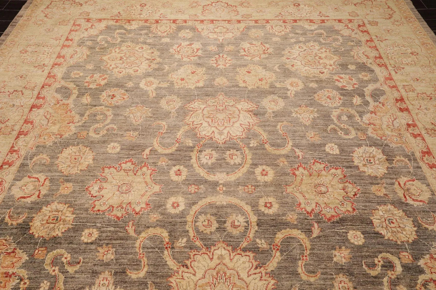 9'1'' x 12' Hand Knotted 100% Wool Peshawar Traditional Oriental Area Rug Gray