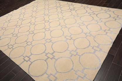 9' x 12' Hand Knotted Wool & Art Silk Modern Area rug Beige
